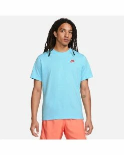 Nike Sportswear Club Bleu & Rouge Tee-shirt Pour Homme