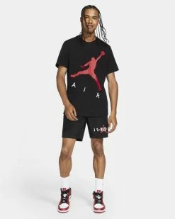 Nike Jordan Jumpman Air Noir Et Rouge Tee-shirt Pour Homme -Magasin De Mode cv3425 010 t shirt jordan jumpman air noir rouge pour homme cv3425 010 03