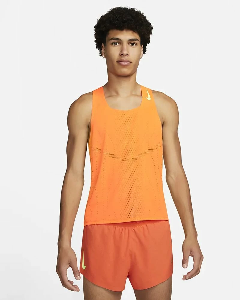 Nike Dri-FIT ADV AeroSwift Orange Débardeur De Running Pour Homme 1 Nike Dri-FIT ADV AeroSwift Orange Débardeur De Running Pour Homme