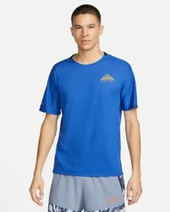 Nike Dri-FIT Trail Solar Chase Bleu Tee-shirt De Trail Pour Homme