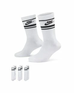 Nike Sportswear Everyday Essential Blanc & Noir Lot De 3 Paires De Chaussettes