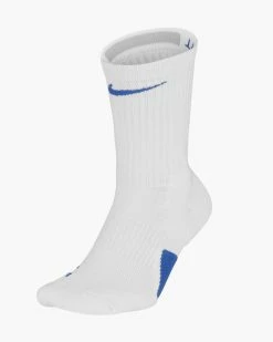 Nike Elite Crew Blanc & Bleu Chaussettes De Basket