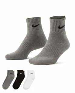 Nike Everyday Cushioned Noir/Gris/Blanc Lot De 3 Paires De Chaussettes